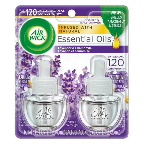 Air Wick Désodorisant à Brancher, Recharges d'Huile Parfumée, Lavande et Camomille, 2 Recharges