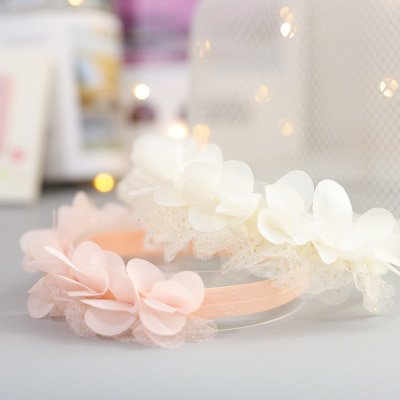 Baby headband butterfly hair band Chiffon flower lace elastic newborn headbands children girls hair accessories 2 colorsWhite He Qiyong unisex