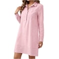 thumbnail image 4 of Mlkoz Fall Dresses for Women Casual Striped Collared Shirt Dress Long Sleeve With Pockets Fitted Waist Daily Wear, 4 of 6