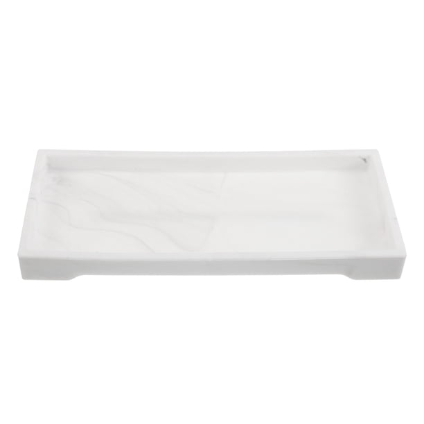 Bandeja de silicona para tocador de baño: Jabonera de 25 cm con estampado de mármol para encimera. Bandeja multifuncional para perfumes, lociones y artículos de tocador.
