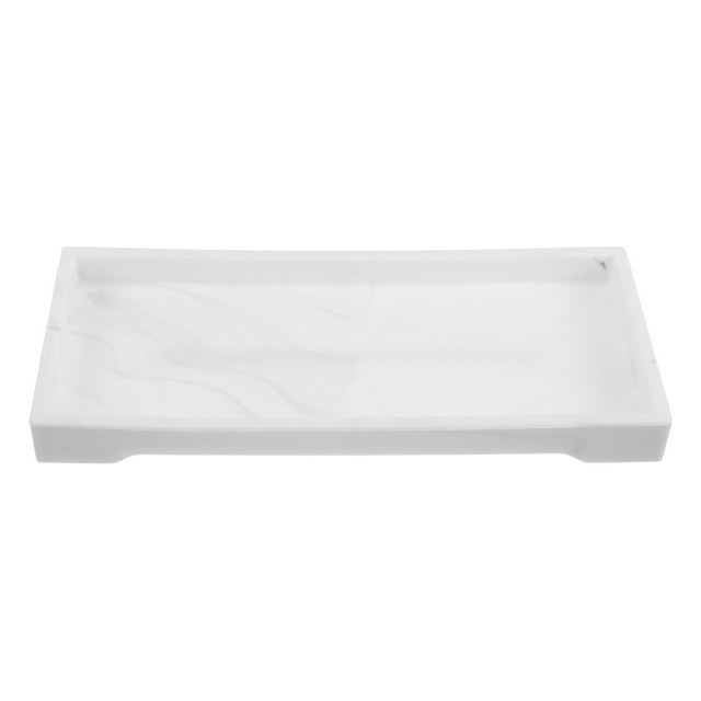 Bandeja de silicona para tocador de baño: Jabonera de 25 cm con estampado de mármol para encimera. Bandeja multifuncional para perfumes, lociones y artículos de tocador.