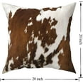 thumbnail image 2 of Western Cow Print Throw Pillows Cover Brown Faux Fur Cowhide Decorative Pillow Covers 20x20 Inch Set of 2 Farmhouse Animal Print Pillowcase Square Cushion Cover for Home Couch Sofa Bed Room Decor, 2 of 6