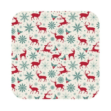 

Matuu Vintage Christmas Reindeer for Cup Coasters Set of 6 Leather Coasters Desk Coasters for Office Measures 4” x 4” Square