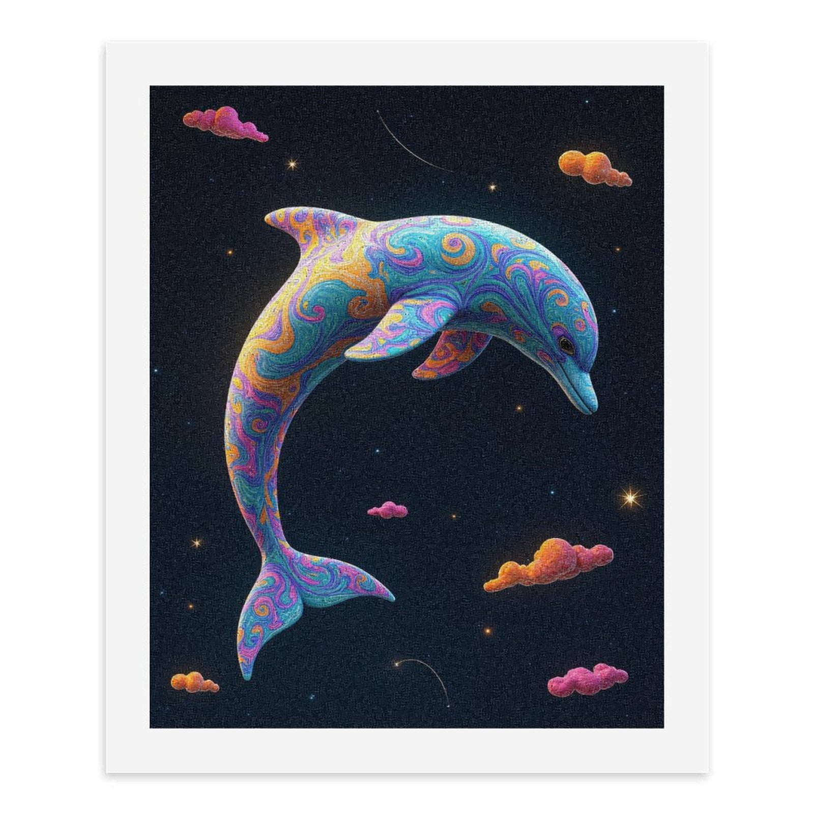 Paint By Numbers Kit for Adults Beginner - DIY Colorful Swirling Dolphin Sky Art Canvas Painting Kits for Adults, Frameless Paint By Number for Adults for Home Wall Decor 16x20 Inch