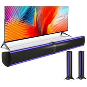 Ficcug 2.1 25in Sound Bars for TV Home Theater with 6 Built-in Subwoofers,3D Stereo Surround Portable Bluetooth Speaker,20W Foldable Split Wireless Soundbar, Black