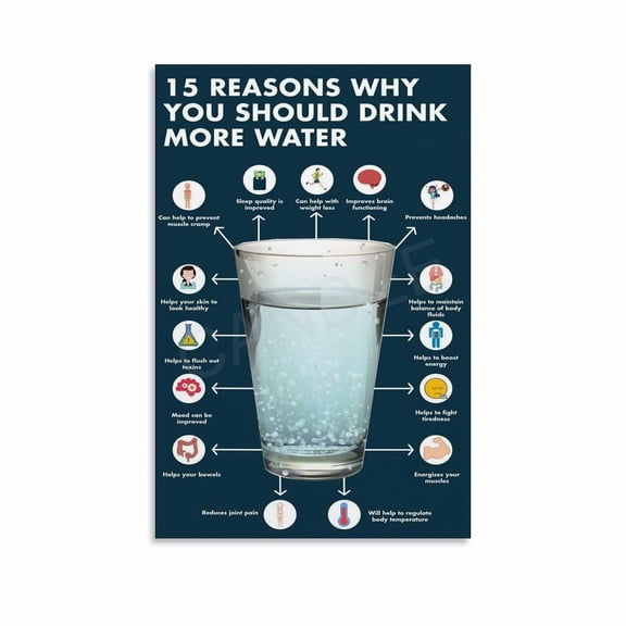15 Reasons Why You Should Drink More Water Health Knowledge Poster Canvas Painting Posters And Prints Wall Art for Living Room Bedroom Decor
