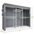thumbnail image 3 of Heavy Duty Clothes Rack with Cover Loads 900LBS, Clothing Racks for Hanging Clothes, Freestanding& Adjustable Closet with Cover, White, 74.9" Wx17.8 Dx76.9 H, 3 of 7