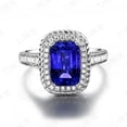 thumbnail image 3 of Perfect 2.05 Carat 7mm Cushion Cut Blue Sapphire And Moissanite Diamond Antique Engagement Ring in 10k White Gold, 3 of 5