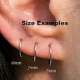 thumbnail image 6 of 7mm Little Sterling Silver 22 GA Hammered Snap Mini Hugger Sleeper Small Cartilage Helix Tragus Thin Earrings (Delicate | Hammered, 7mm | 22 GA), 6 of 9