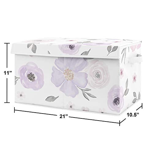 Sweet Jojo Designs Purple Watercolor Floral Girl Small Fabric Toy Bin Storage Box Chest for Baby Nursery or Kids Room Lavender Pink and Grey Shabby Chic Rose Flower Walmart