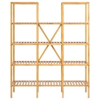 Indoor 55.5 in. High 5-Tier 11 Cabinets Bamboo Plant Stand