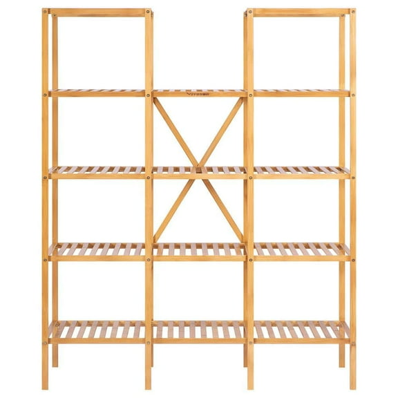 Indoor 55.5 in. High 5-Tier 11 Cabinets Bamboo Plant Stand