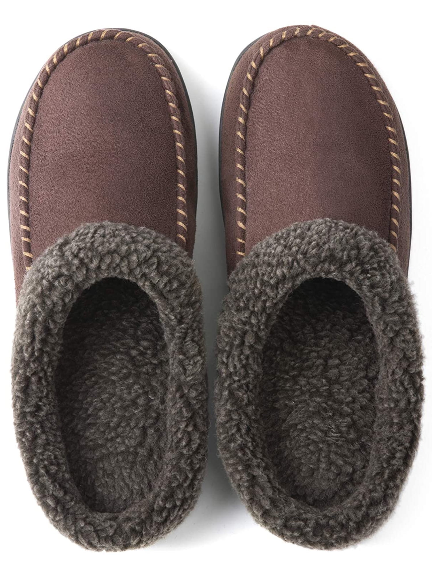 ONCAI Men’s-Memory-Foam-House-Slippers-Winter-Clog-Slipper Comfort Soft Cotton-Blend Slip-on Tweed Moccasin Indoor and Outdoor Anti-Skidding Plaid Mules Slippers for Men with Arch Support 