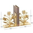 thumbnail image 3 of DecMode 6" Floral Gold Metal Bookends with Shimmer Details (Set of 2), 3 of 9