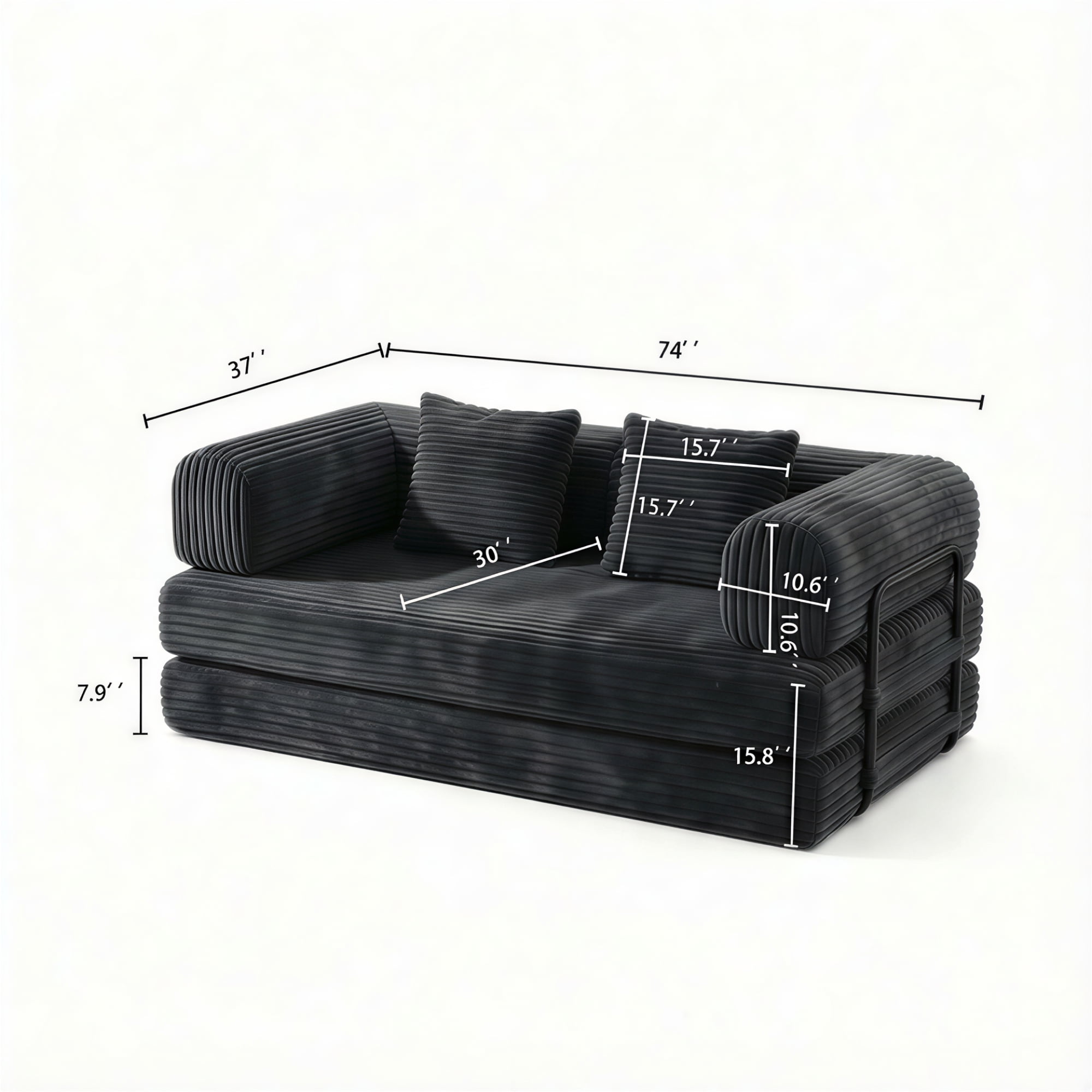 Leumius 78 Inch Convertible Sleeper Sofa Bed,Folding Floor Mattress Couch with Fixed-Shape Frame,Futon Boneless Couch Lounge Loveseat with Pull Out Bed, No Assembly Required,Antique Gray
