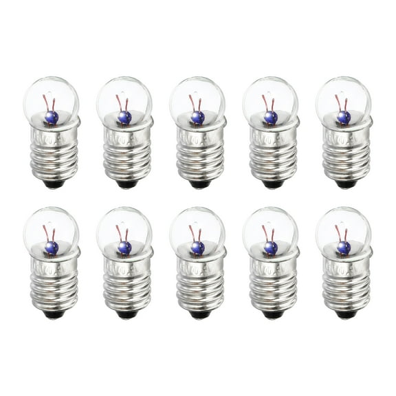 Uxcell 2.5V E10 Warm Yellow Light Mini Incandescent Bulbs with Box 1 Set/10 Count