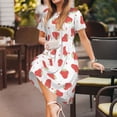 thumbnail image 6 of Bixox Women's Short Sleeve Summer Dress Loose Swing Knee Length Dresses with Pockets-Hand Drawn Strawberry, 6 of 7