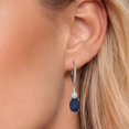 thumbnail image 3 of Gem Stone King 925 Sterling Silver Blue Sapphire and Moissanite Dangle Earrings for Women with Lab Grown Diamond (4.89 Cttw, Oval 9X7MM), 3 of 6