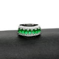 thumbnail image 2 of Uloveido Women's Silver Color Oval Cut Green CZ Crystal Graduation Ring, Rhinestone Wedding Band for Women J501 (Platinum,Green,Size 9), 2 of 7