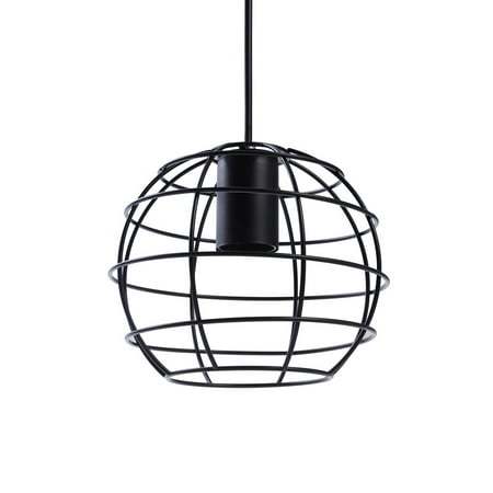 

NUOLUX Vintage Pendant Light Lantern Iron Single Head Hanging Ceiling Light Chandelier Pendant Lamp (Black)