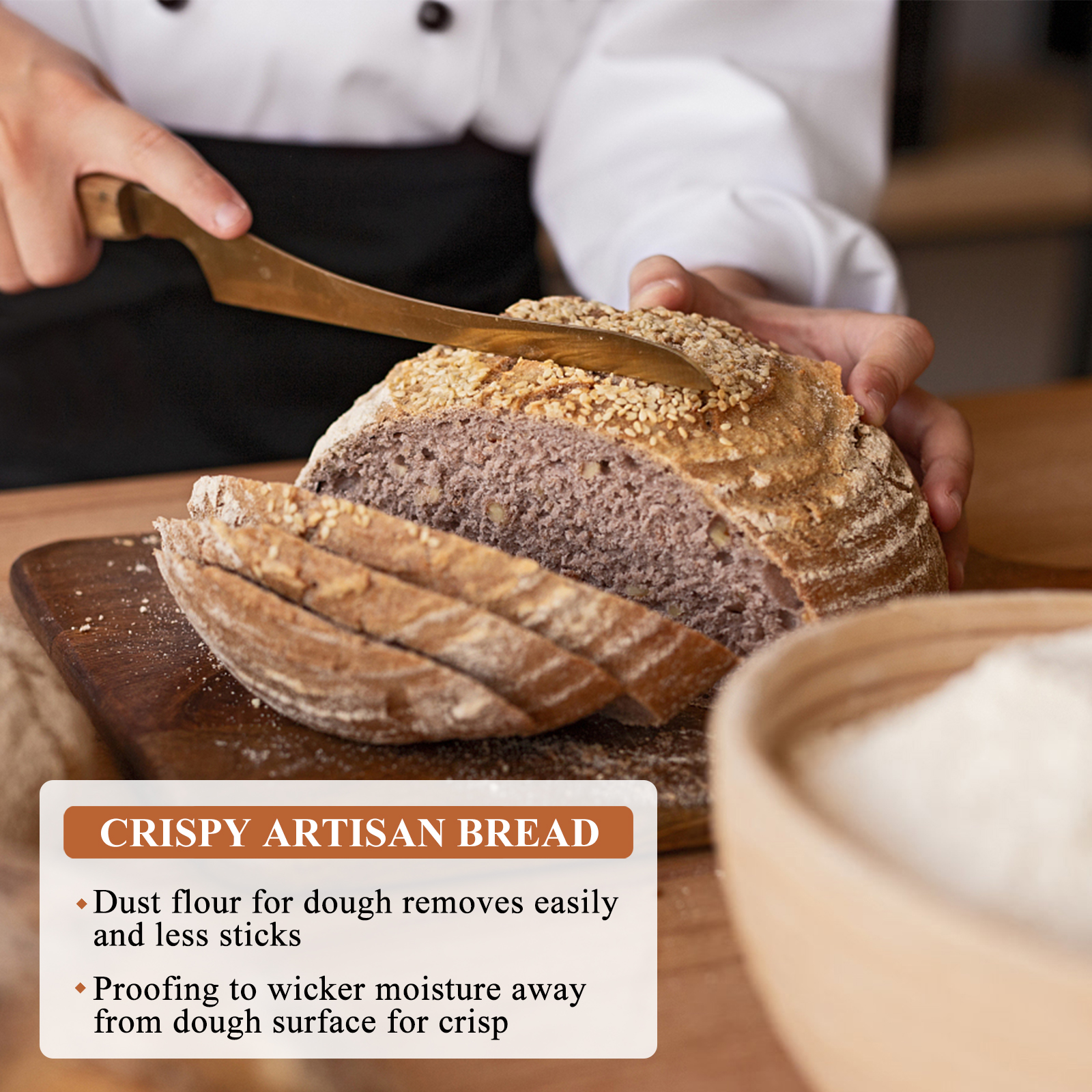 SNAILDIGIT Banneton Bread Proofing Basket, 9 inch Round Sourdough Bowls, Artisan Bread Making