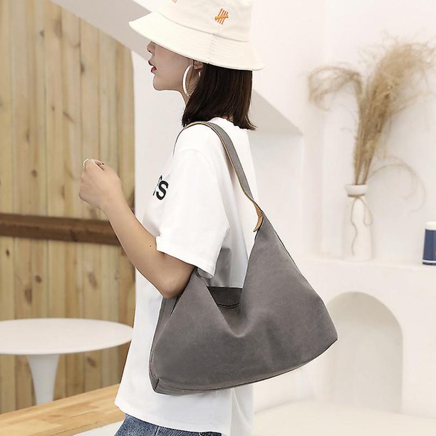 Bolso de mano de lona TANGJMXG para mujer hobo grande Caqui