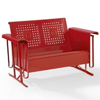 Pemberly Row Metal Gliding Patio Loveseat in Red