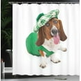 thumbnail image 3 of Ambesonne Dog Lover Shower Curtain, Funny Irish Puppy in Hat, 69"Wx84"L, Fern Green Brown White, 3 of 4