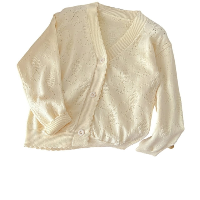FAIWAD Girls Knit Cardigan Long Sleeve Hollow Out Button Knit Sweater Open Front Soft Knit Plus Size Outerwear