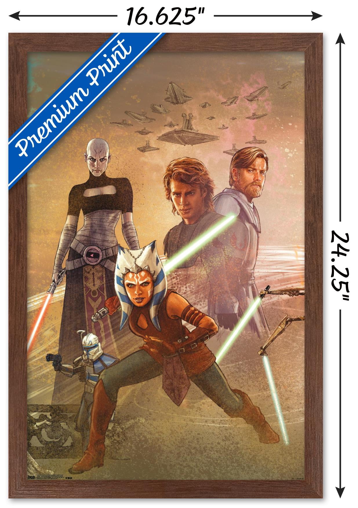 Star Wars: The Clone Wars - Celebration Mural Wall Poster, 14.725" x 22.375", Framed