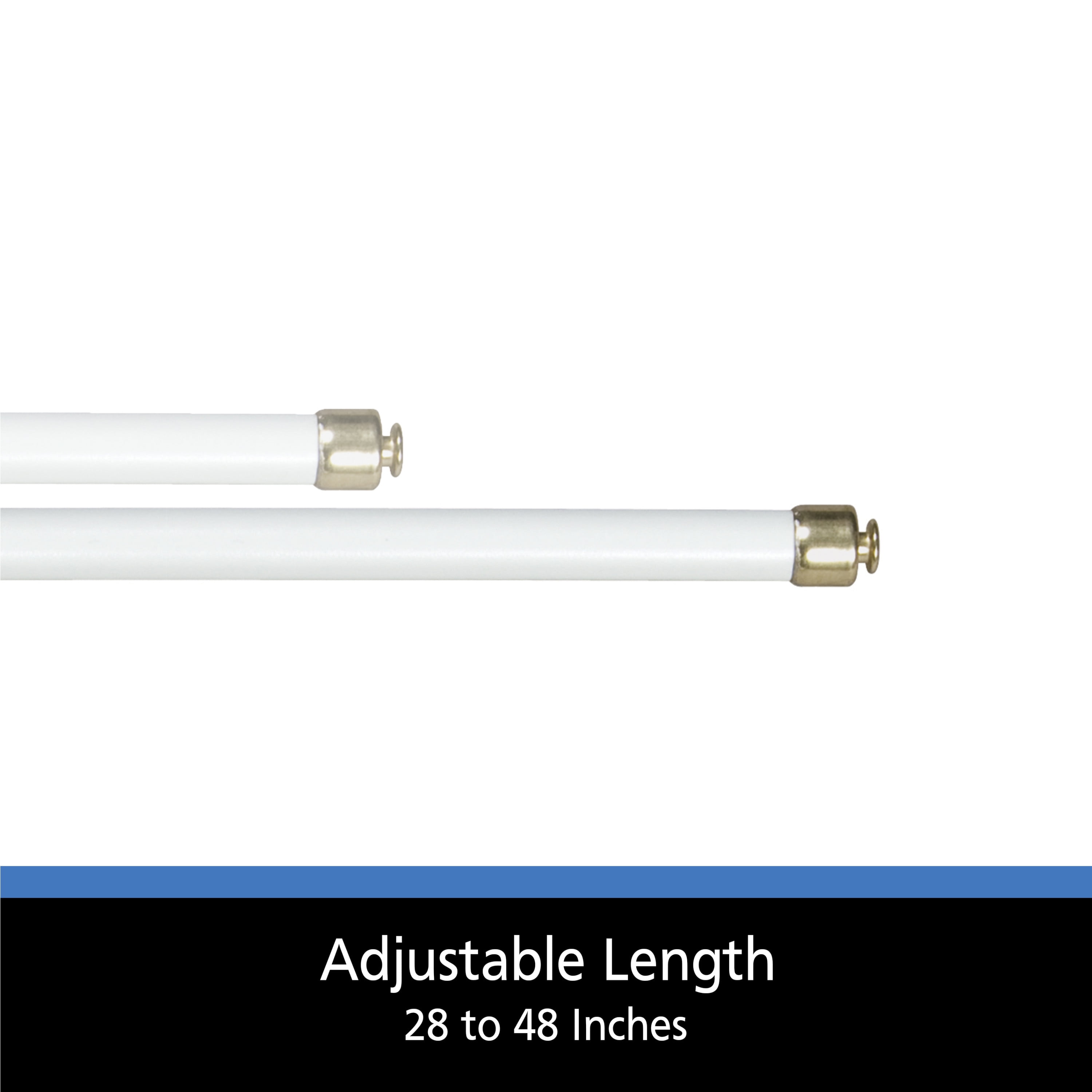Mainstays 28-48" Adjustable Round Sash Curtain Rod, 7/16" Diameter, White Finish