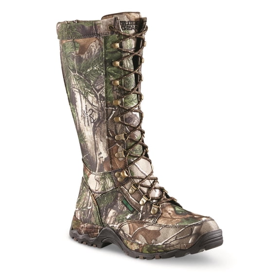 Guide Gear Men’s All-Camo Nylon Waterproof Side-zip Snake Boots Realtree Xtra Green 10.5D (Medium)