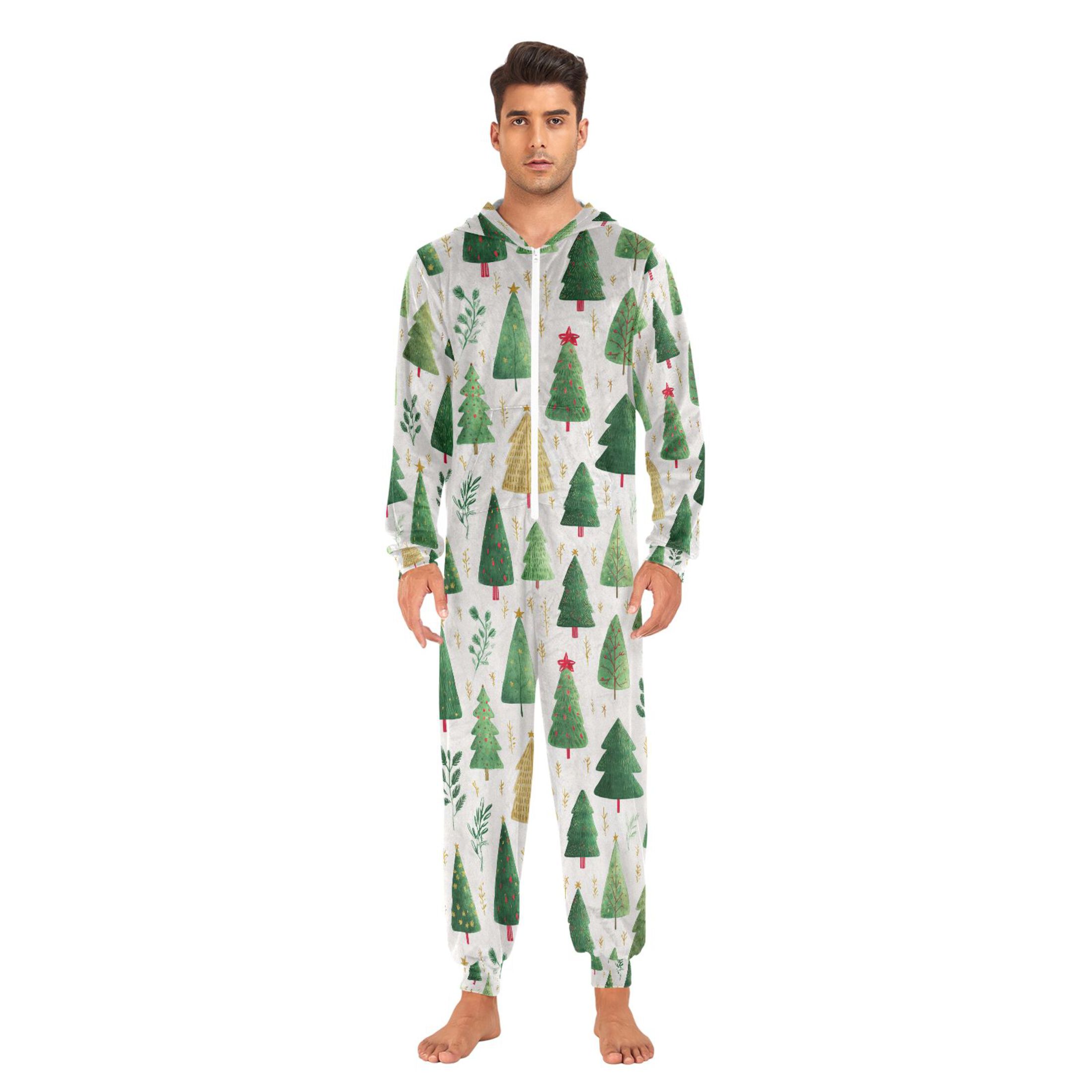 Adult Christmas Onesie Christmas Tree Ideas Adult Zipper One-Piece Pajamas Unisex Pajamas with Pockets