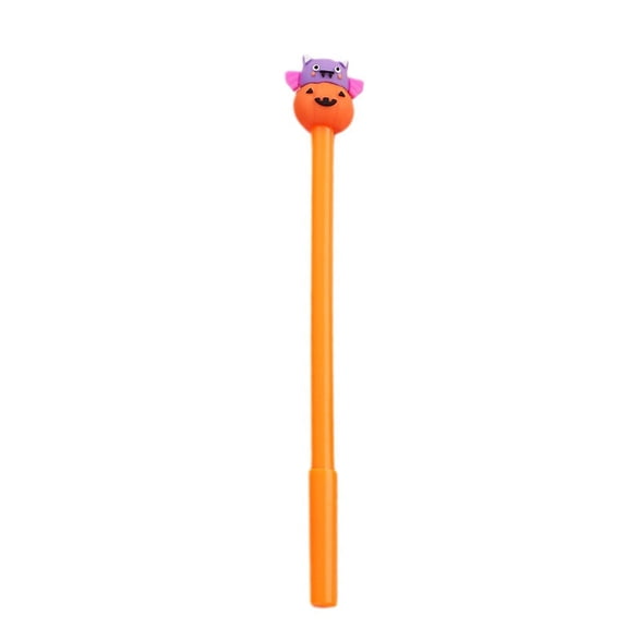 1.2ml Halloween Gel Ink Pens Set Retractable Ballpoint Pen Multi Color Cute Pumpkin Bat Shape Heads, Bat Pumpkin
