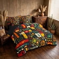 thumbnail image 2 of Manfei African Abstract Full Size Bedding Sets, Tribal Full Size Bed in a Bag, Multicolor and Black, Black Reversible 7-Piece, 2 of 6