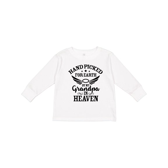 Inktastic Handpicked for Earth by My Grandpa in Heaven Angel Wings Boys or Girls Long Sleeve Toddler T-Shirt