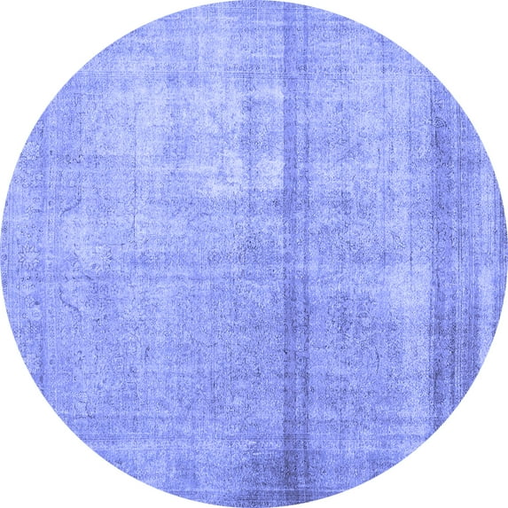 Ahgly Company Indoor Round Abstract Blue Contemporary Area Rugs, 4' Round