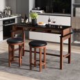 thumbnail image 3 of Costway Table de Bar avec Prises de Courant, Table de Comptoir avec Compartiments de Rangement, en Bois, Noir, 3 of 10