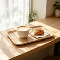 thumbnail image 6 of JHyouerji Imitation Wood Grain Plastic Serving Tray 12x9in Anti Slip Raised Feet Fruit Snack Storage Platter Stackable Kitchen Dinner Tray, 6 of 8