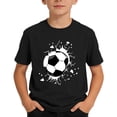 thumbnail image 2 of ITSAME Boys Crewneck T-Shirts Footballl Print Short Sleeve Tops Summer Loose Casual Graphic Tees Black Size 8-9, 2 of 7