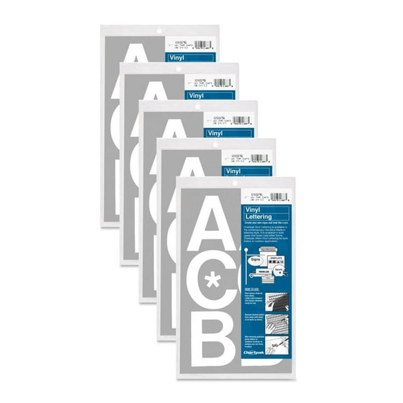Chartpak 3-inch White Stick-on Vinyl Capital Letters Only (01076), 5 PACKS