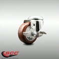 thumbnail image 2 of 3 Inch 316SS Maroon Polyurethane Wheel Swivel Bolt Hole Caster with Brake SCC, 2 of 2