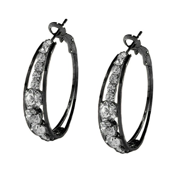 Yesbay 1 Pair Women Hoop Earrings Sparkling Rhinestones Inlaid Piercing Round Earrings Jewelry Valentine Day Gift