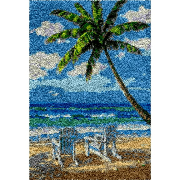 Rug Making Latch Hooking Kit,Quiet Beach Rug Making Latch Hooking Kit ,Creative Craft Home Decor Ideal for Learning Rug Making
