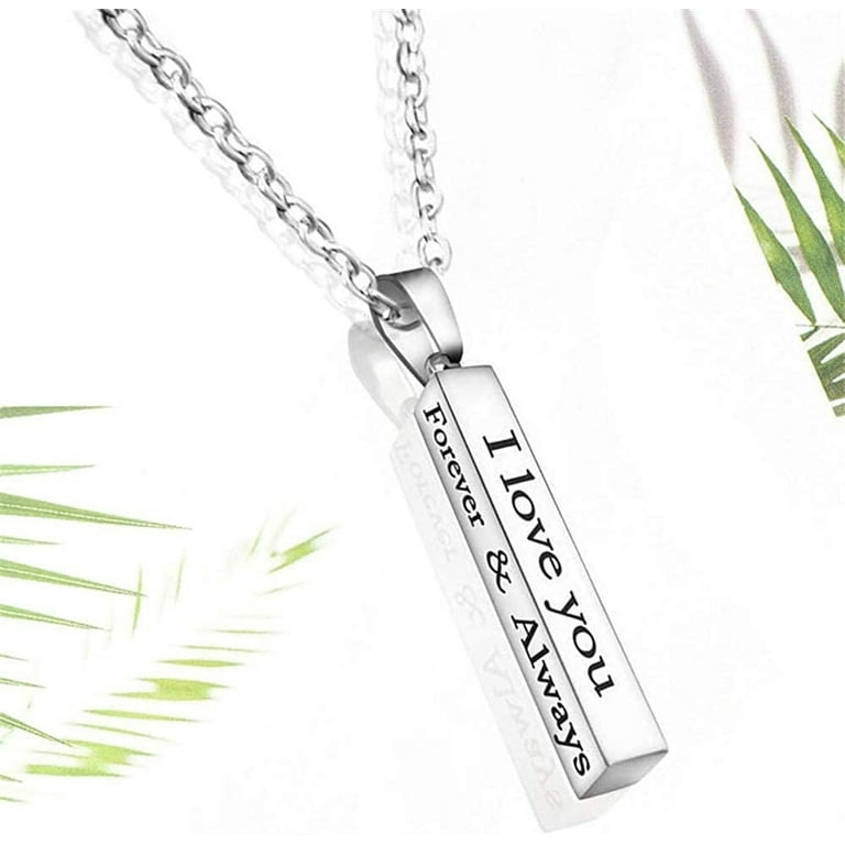Always and Forever Necklace for Couples Stainless Steel I Love You Engraved Matching Relationship Couples Necklaces for Boyfriend and Girlfriend Him