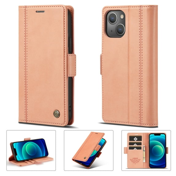 SaniMore for iPhone 14 Plus 6.7" 2022 Case, PU Leather Magnetic Flip Folio Shell with Card Holders RFID Blocking Kickstand Shockproof TPU Magnetic Closure Business Cover For iPhone 14 Plus, Pink