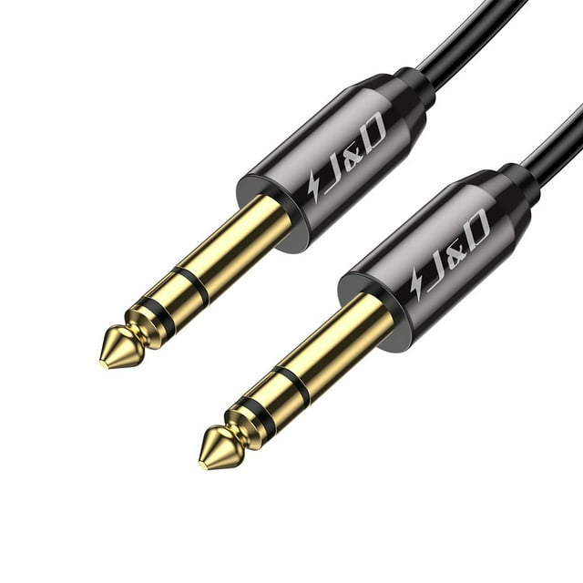 J&D Cable De 6,35 Mm A 6,35 Mm Carcasa De Cobre Resistente Chapada En Oro Cable Adaptador De Audio Estéreo Trs Macho De 6,35 Mm (1/4 Pulgada) A Trs Macho De 6,35 Mm (1/4 Pulgada) 9 Pies