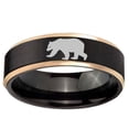 thumbnail image 2 of Polar Bear 8MM Step Edge Black And Rose Gold Tungsten Men Ring, 2 of 2