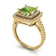 thumbnail image 2 of 2.07 ct Princess Cut Natural Peridot with Simulated Diamond Halo Accents 14K Yellow Gold Womens Engagement Ring, 2 of 5