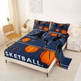 thumbnail image 2 of Castle Fairy Eat Sleep Basketball Queen Sheets 4 Pieces, Sport Ball Gamer Queen Sheet Sets, Navy Orange,1 Fitted Sheet, 1 Flat Sheet and 2 Pillowcases, 2 of 6